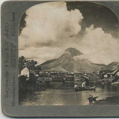 Mayon Volcano and Stone Bridge, c1900, Legaspi, Albay, Famous Places, Stereoview