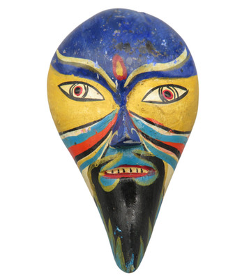 Vintage Brosche Holzmaske Tribal Art Damen Modeschmuck Kunsthandwerk Asien Kunst