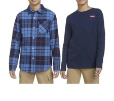 Levi's Youth Boys Flannel Thermal Top Set Blue size XS 5/6 NWT