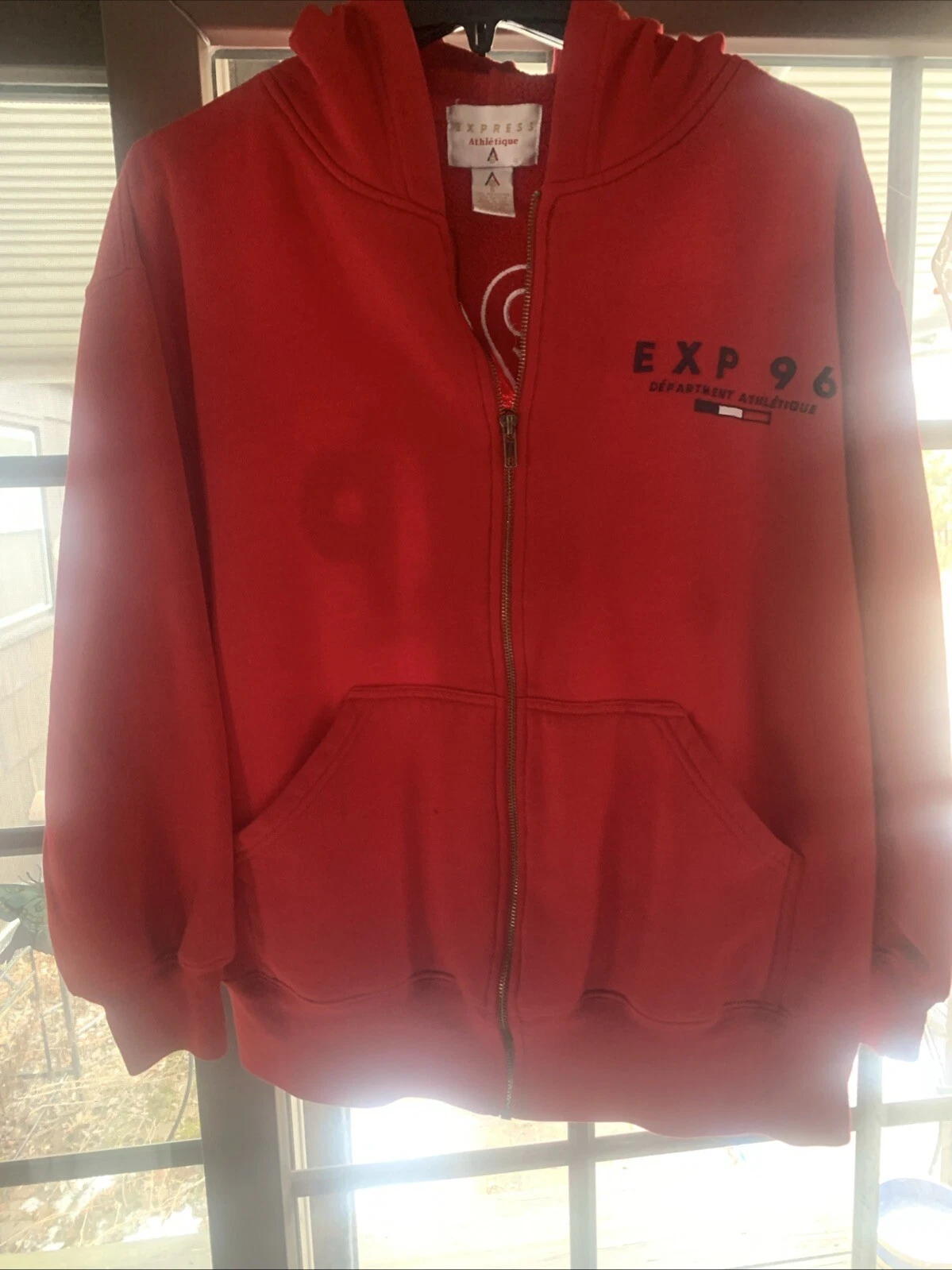 Authentic Red 90s Vintage EXPRESS Hooded Zip-up Jacket
