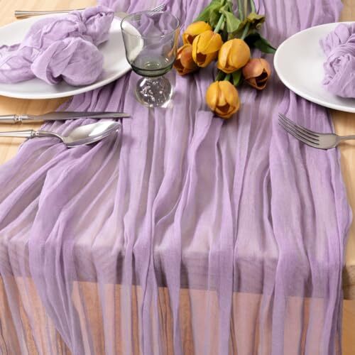 Rustic Cheesecloth Table Runner 13.3ft Boho Cheese Cloth 13.3ft - 1 Pack Lilac - Bild 1 von 6
