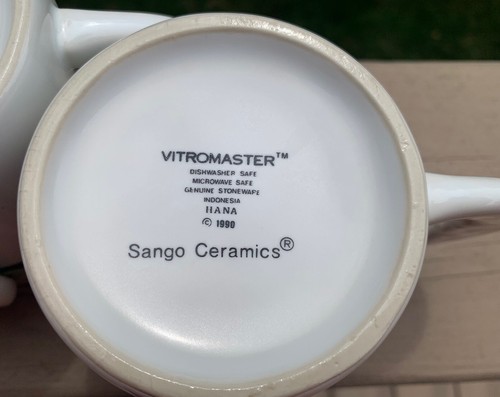Set (4) Vitromaster Tassen Vintage Pfirsichblüte 90er Jahre Kaffeetassen Mondgriffe - Bild 5 von 7
