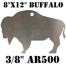 8" x 12" x 3/8" AR500 Cowboy Action Buffalo Silhouette Steel Shooting Target