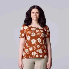Simply Vera Vera Wang Floral Print Short Sleeve Tee Size XL NWT X-Large Top