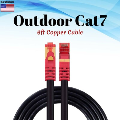 6ft Cat7 S/FTP Network Outdoor Copper Ethernet Cable RJ45 Premade Patch LAN