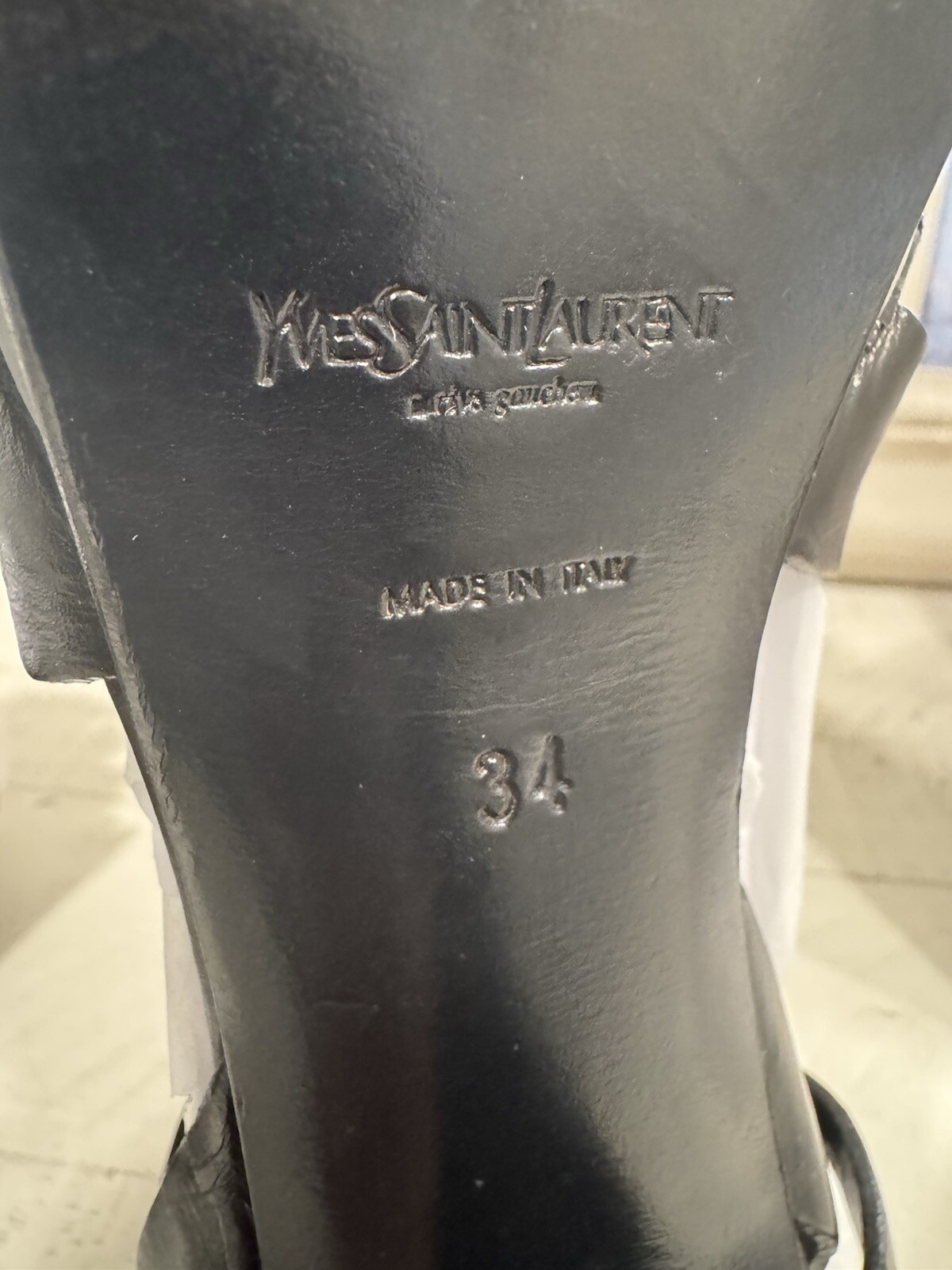 Autentici sandali in pelle nera omaggio YSL Saint Laurent 34 4 5