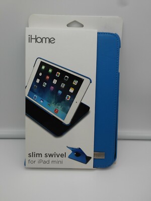 iHome Slim Swivel Folio For iPad Mini Sleep/Wake Technology Color Teal Blue New