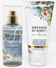 Bath & Body Works Dressed In White Mist Spray Mini Travel 2.5oz + Body Cream