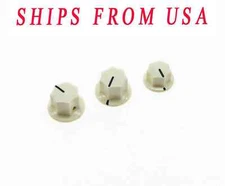 3x Brass Insert USA Size 1/4" Jazz J Bass Knobs,Large & Small Knob Aged White