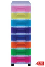 Really Useful Box Plastic 8-Drawer Storage Tower,  36 1/2in x 15 3/4in x 12in, 