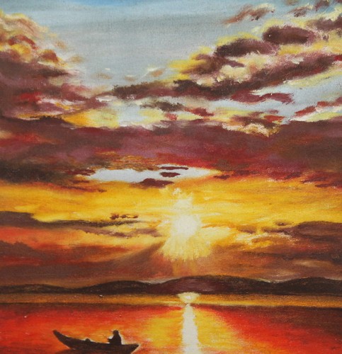 1997 Seascape Oil painting sunset nude couple signed - Picture 7 of 11