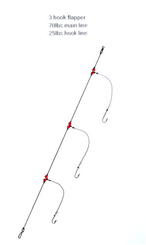 4 X Drei Haken Clip Down Meeresangeln Rig Made with No1 Aberdeen Hook's