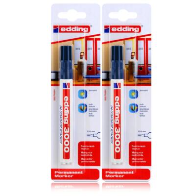 edding 3000 Permanent Marker blau Spitze 1,5-3mm wasserfest (2er Pack)