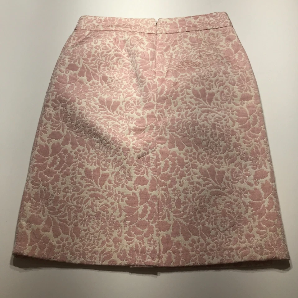 Antigua Falda Azul Marino Para Mujer Talla 2 Rosa Cintura Baja Texturizada Patrón Floral Bolsillos Lápiz Foto 2 de 4