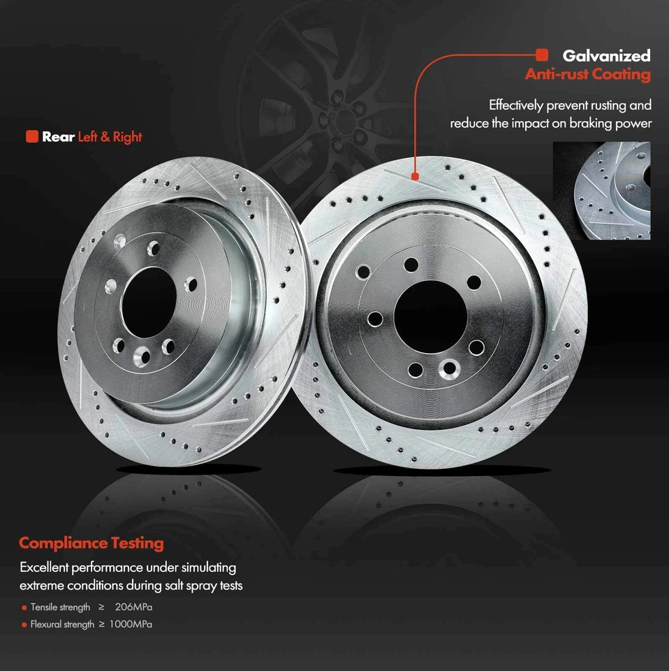 Rotores de freno traseros perforados y pastillas de freno para Land Rover Range Rover Sport 06-13 Foto 4 de 4