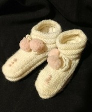 Vintage Handmade Knit Baby Booties Pristine Condition