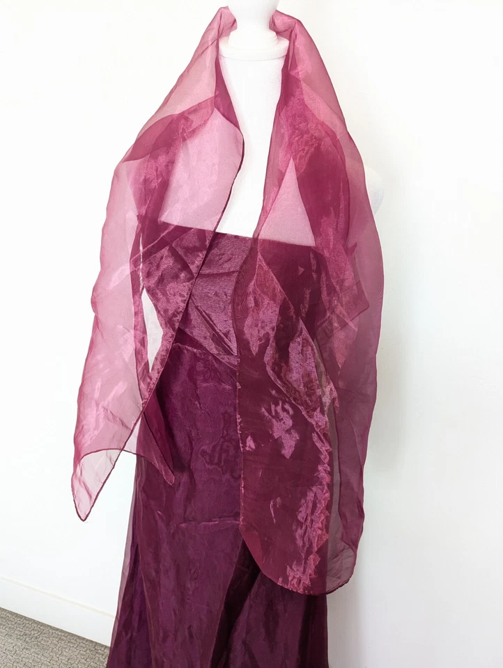 Vestido Vintage Sin Tirantes Mujer Talla 8 Púrpura Borgoña Gasa Hada Formal Bruja Foto 3 de 4