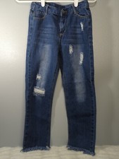 Chelsea  Violet Girls Size Large Distressed Cropped Blue Jeans K1