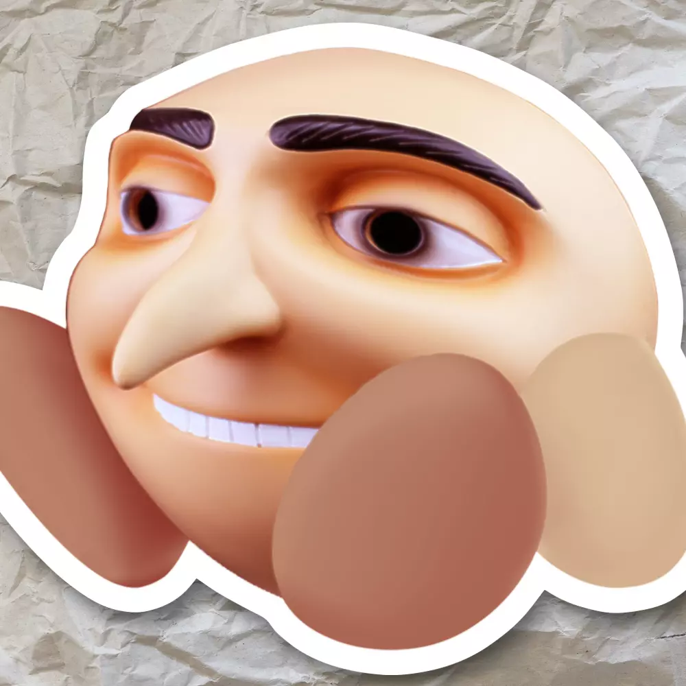 Gruby Gru kirby Meme Sticker Horror Funny Why God Despicable Me