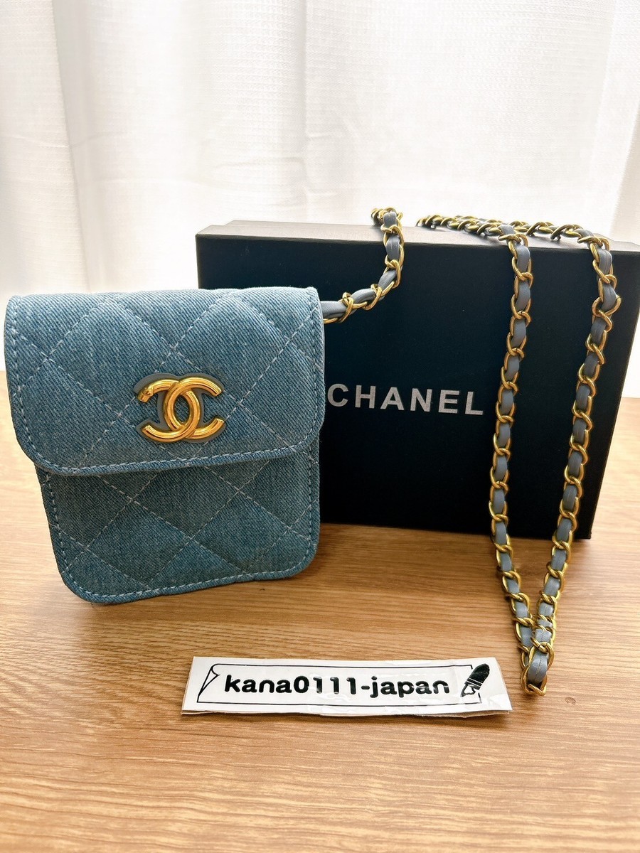 CHANEL BEAUTY Novelty DENIM Shoulder Mini Bag pouch Gold
