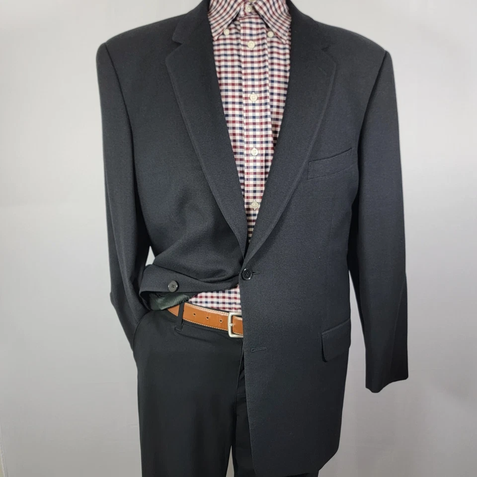 Pantalón de traje para hombre Calvin Klein 2 piezas CH negro a cuadros lana mezcla de nailon talla 44L 37x30 Foto 2 de 4