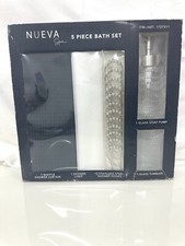 Nueva Spa 5 Pcs Bath Set Meriden Navy Shower Curtains Hooks Liner Pump Tumbler