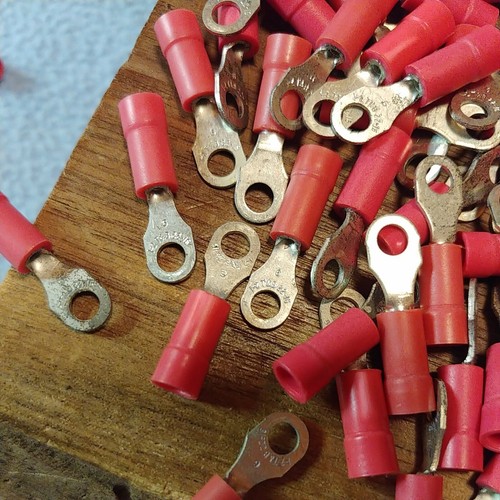 (100) 18RA-6 Sta-kon Ring Insul Vinyl Terminal Connector 22-16 AWG #6Bolt T&B - Picture 3 of 4