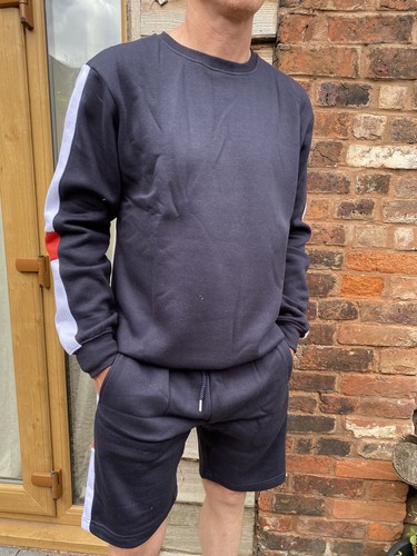 Conjunto de sudadera y pantalones cortos para hombre talla pequeña, azul marino PVP £45 conjunto Boohoo para hombre - Imagen 3 de 12