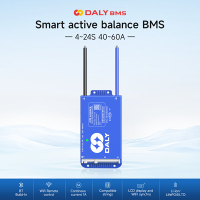 Daly 100 BMS 4S 8S 16S 24S 40A 60A Smart Active Balance BT Lifepo4/ Li-ion/LTO
