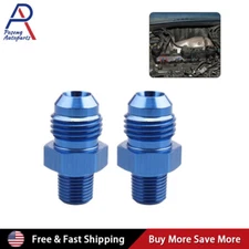 2Pcs 6AN AN6 Male Flare to 1/8" NPT Pipe Thread Fitting Adapter Aluminum Blue