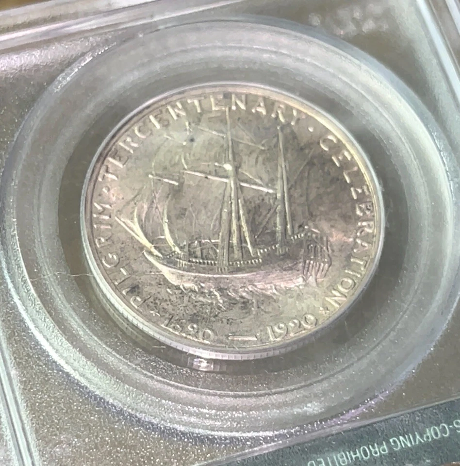 1920 US Mint Pilgrim Commemorative Silver 50C PCGS MS65 Only 152k Minted Rare!!! - Image 4 of 4