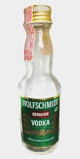 Wolfschmidt ~ 80 Proof ~ 1/10 PT. High-Relief Glass Bottle: SHIPS FREE & INSURED