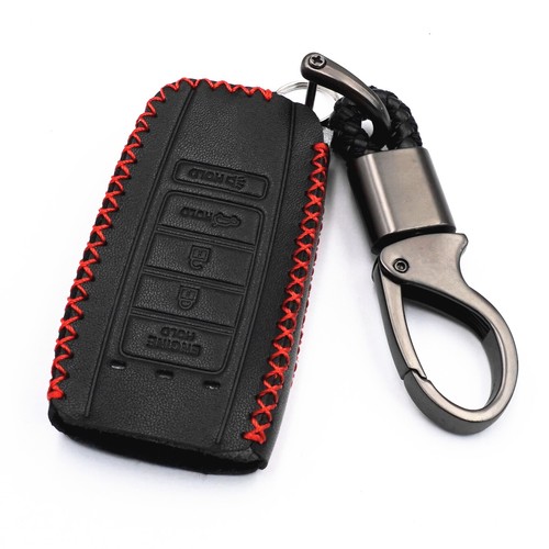 For Acura Integra ILX MDX RDX RLX TLX Black Leather 5 Buttons Key Fob ...