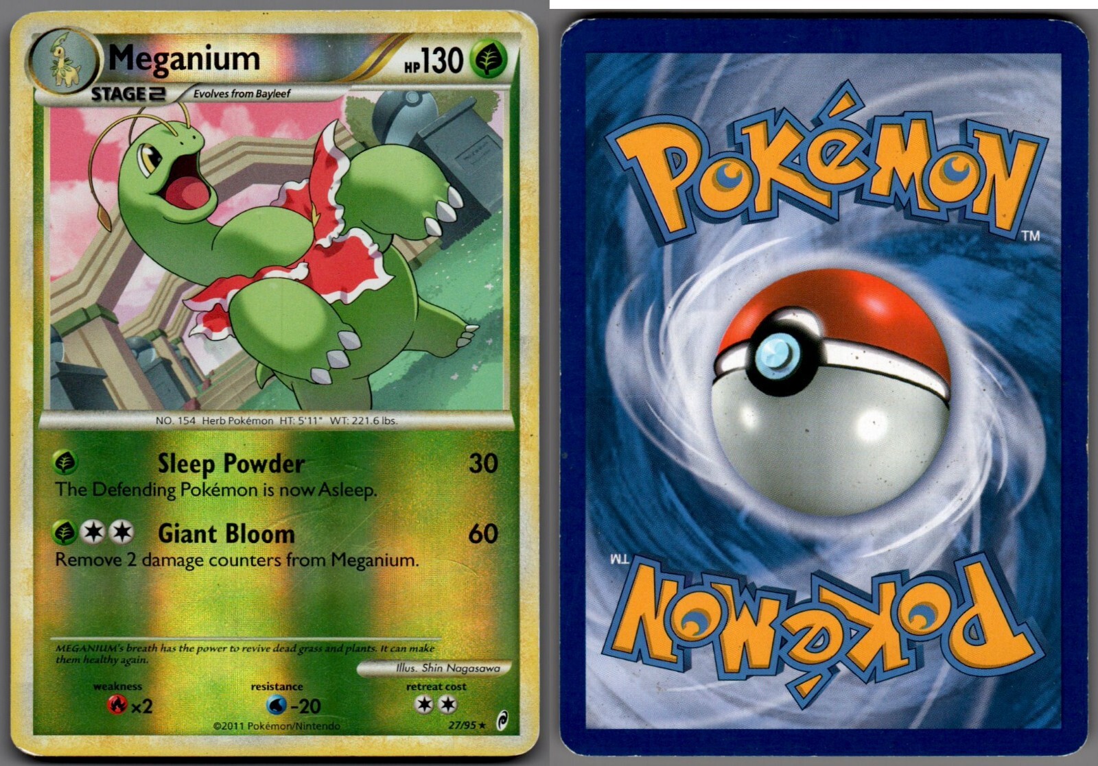 2011 Pokemon, Call of Legends, #27/95 Meganium, Reverse Holo Rare