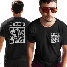 Rick Roll QR Code Logo T-Shirt S-4XL Adult Prank Funny Music Joke MEME Gift TEE