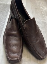 Valentino Garavani Brown Leather Slip On Loafers, Dress Shoes Sz 41 Stylish