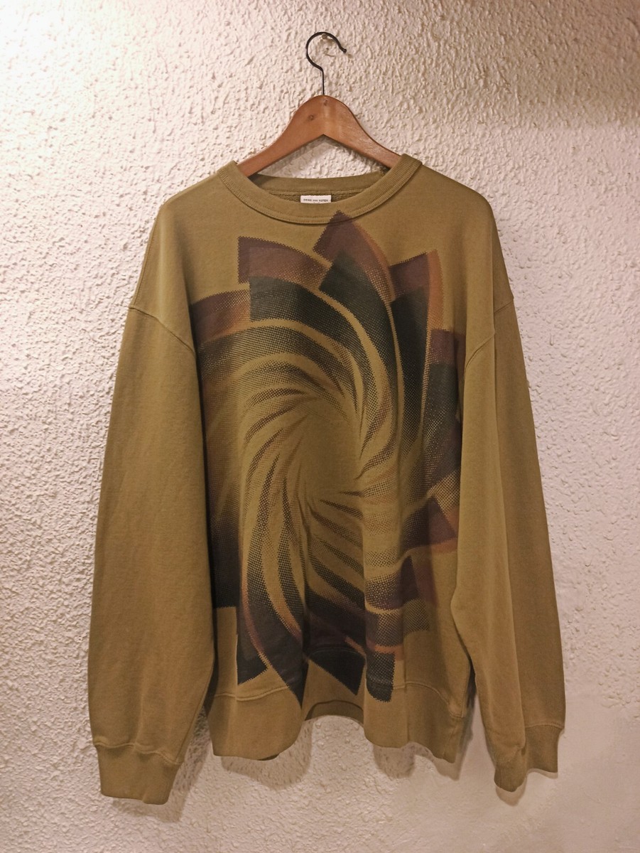 DRIES VAN NOTEN OVERSIZED PRINTED SWEATSHIRT in KHAKI size