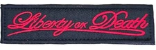 LIBERTY OR DEATH TAB PATRIOTS 13 COLONIES BLACK RED TACTICAL HOOK MORALE PATCH
