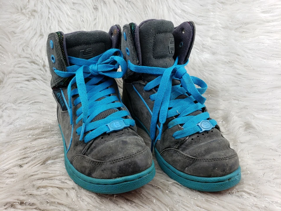 Кроссовки ETNIES Woozy серые кожаные синие высокий верх размер 6/36 - Изображение 3 из 4