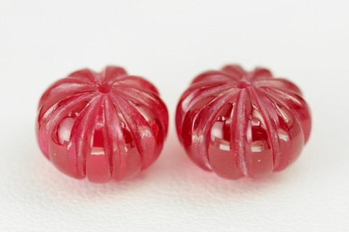 Par de calabaza rubí sangre de paloma recristalizada 27,37 quilates 12x8,5 cultivada en laboratorio - Imagen 5 de 5