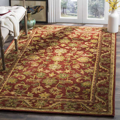Handmade Red Oriental Accent Rug 3' x 5' for High Traffic Areas