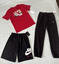 Nike Air Jordan Boys Comic T-Shirt, Jumpman Shorts, Joggers Set LARGE 14 16 NWT