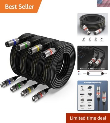 XLR Cable 15ft 4 Packs -  Balanced DMX Cable with 3-Pin XLR Male to Female Mi...