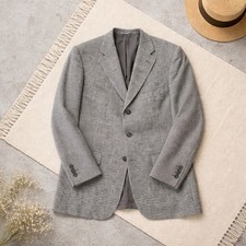 Corneliani Saks Fifth Avenue Houndstooth Wool Blazer Made in Italy Brown 54R