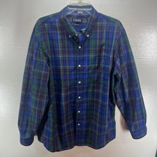 Chaps Easy Care Men s Sz XL Button Up Long Sleeve Plaid Shirt Blue Multi