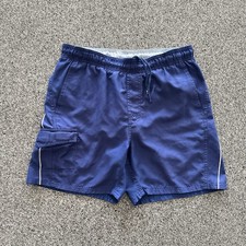 Nike Grey Tag Swim Trunks 6  Mens Size S Solid Blue Vintage 90s Side Swoosh