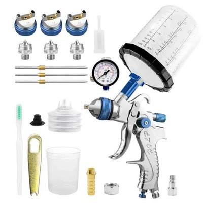HVLP Spray Paint Gun Kit with1.4/1.7/2.0mm 650ml Nozzles Automotive Gravity Feed