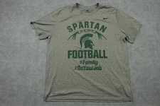 Michigan State Spartans Shirt Mens XL Gray Green NCAA Football Nike Dri Fit