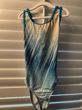 GK ELITE leotard GYMNASTICS DANCE AXS adult extra small LAURIE HERNANDEZ blue