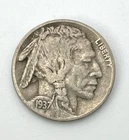 1937 D Buffalo Nickel US Five Cent Coin FULL DATE Indian Head 5c